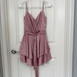 B Darlin Pink Asymmetrical Ruffled Mini Dress